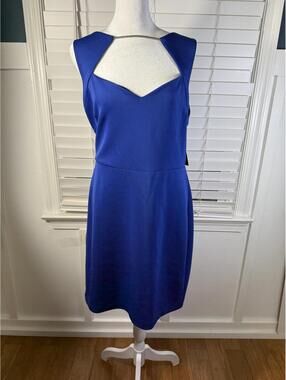 GUESS Cobalt Blue Cutout Sheath Dress 14 Sleeveless Geometric Party Cocktail